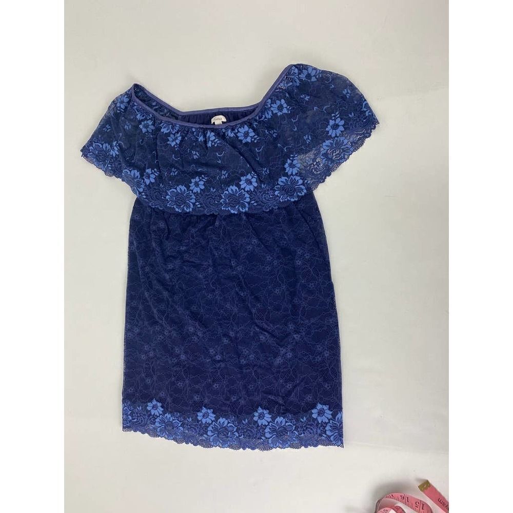 Soma Off-Shoulder Tunic w/ Floral Detailing Blue - Medium